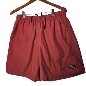 L.L. Bean Men's Large Rust Orange Supplex Nylon Elastic Waist Casual Shorts